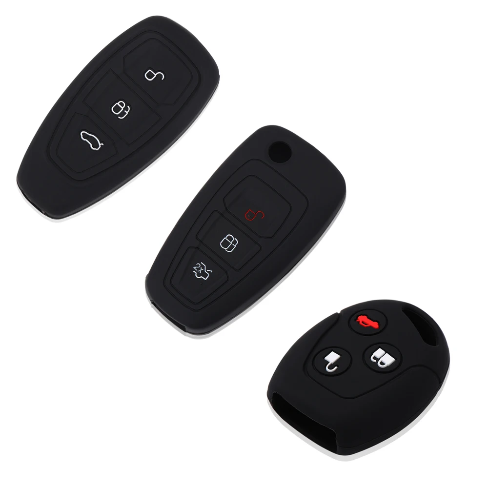 

3 Buttons Remote Silicone Car Fob Key Case Cover For Ford Focus 2 3 4 Mondeo Festiva Fusion Suit Fiesta KA Holder Protector