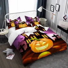Halloween Bedding Set Cartoon Smile Pumpkin Duvet Cover Set Colorful Church Print Bedclothes Kids Festival Gift Bed Cover D45 Halloween Bedding Set Cartoon Smile Pumpkin Duvet Cover Set Colorful Church Print Bedclothes Kids Festival Gift Bed Cover D45