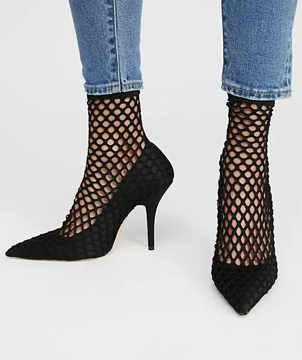 De Las Fiesta Bombas Alto Super Sexy Tacón Recortado Tamaño Primavera Pointy Misterio Toe Malla 42 Negro Zapatos Mujeres Caliente Señoras Estilo nn6qTPB