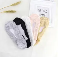 5Pair Vintage Women Ladies Skin Shoe Liners Footsies Invisible Thin Lace Socks Sheer New for free shipping