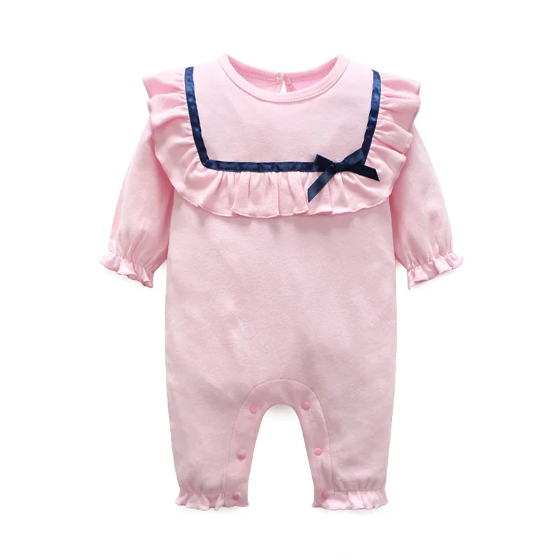 Комбинезон для новорожденных девочек, хлопковый комбинезон Bebe, комбинезон принцессы, Комбинезоны для детей, одежда для малышей Roupa Menina, 0-18 мес - Цвет: Pink