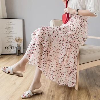 

Asymmetrical Tutu 2019 Summer New Korean High Waist Elastic Waist Ruffle Print Floral Skirt Beach Skirt Vacation bohemian chic