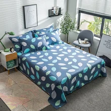 

Leaves Pattern Flat Sheet Pastoral Style 100% Cotton Bed Sheets Single Double Bed Linen Twin Full Queen King Size Bedsheet