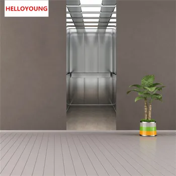 

QT-0293 Creative Elevator Imitation 3D Door Stickers 2 pcs/set DIY Mural Bedroom Home Decorative PVC Waterproof Wall Stickers