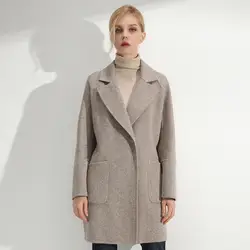 Двусторонний женские шерстяное пальто 2018 зима новый high-end Женская мода ручной работы шерстяное пальто элегантный х-длинные high street Одежда