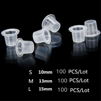 

100Pcs Plastic Microblading Tattoo Ink Cup Cap Pigment Clear Holder Container S/M/L Size For Needle Tip Grip Tattoo Supplis