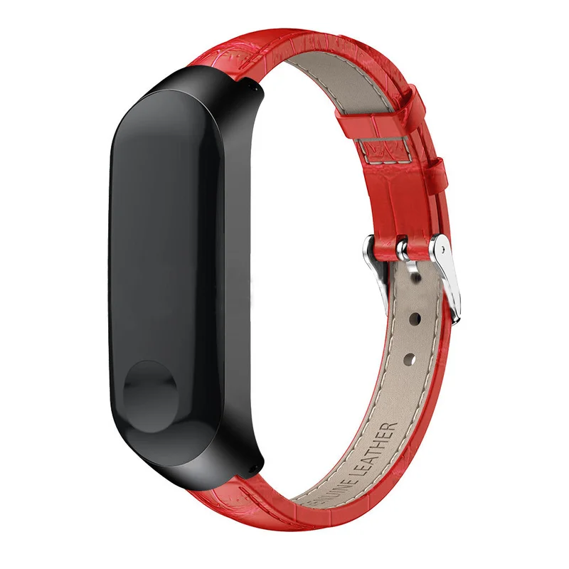 Ремешок из натуральной кожи с крокодиловым узором для Xiaomi Mi Band 3/4 сменный Браслет