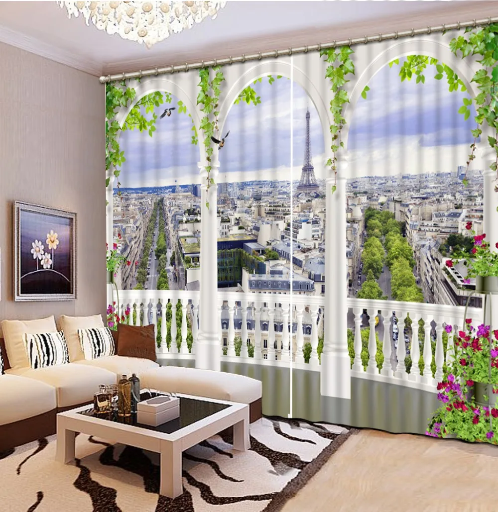 

decorative curtains Luxury Blackout 3D Window Curtain For Living Room roman curtains