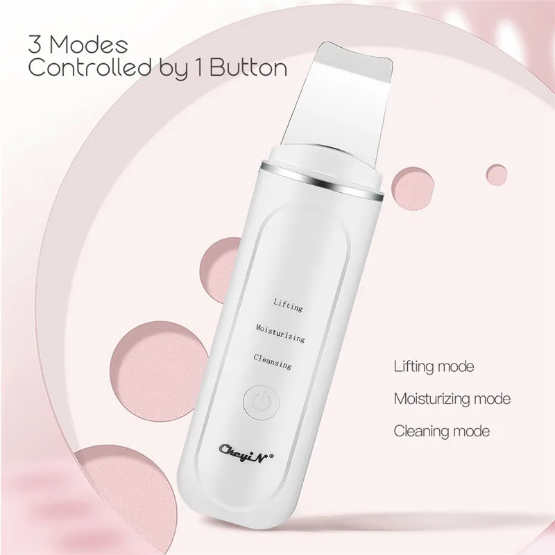 

Ultrasonic Skin Scrubber Deep Face Cleaning Machine Peeling Shovel Pore Cleaner EMS Lifting Moisturizing Facial Massager USB P52