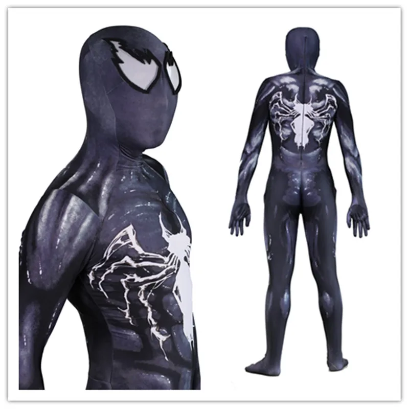 Venom Edward Brock Cosplay Costume Zentai Black Spider Man Pattern