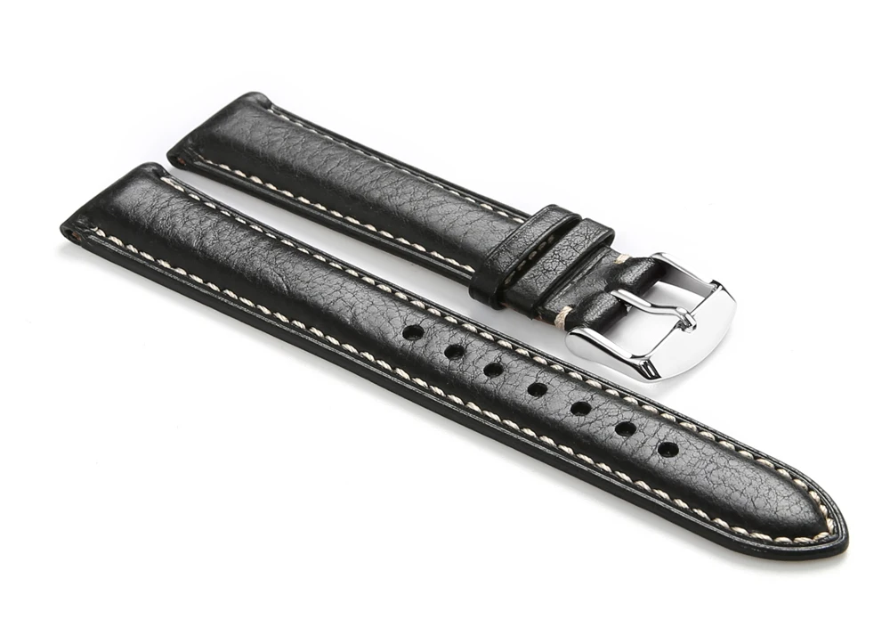 CHIMAERA, 18 мм, 19 мм, 20 мм, 21 мм, 22 мм, черный винтажный ремешок для часов из натуральной кожи, ремешок с пряжкой для часов Omega Seiko Tissot