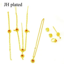 JHplated эфиопские Ювелирные наборы с цепочкой для волос золотого цвета, каменные Ювелирные наборы для эфиопских/эритрейских/африканских девушек, цепочка на голову