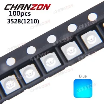 100pcs 3528 SMD LED Diode Blue 20mA 3V Surface Mount Light Emitting Diode Lamp 1210 SMT Beads LED Electronics Components for PCB