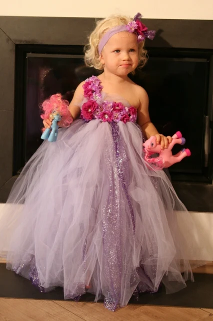 

Lovely Girls Rose Flowers Long Tutu Dresses Kids Crochet Tulle Tutus Ball Gown with Headband Children Glitter Dress Party Tutus
