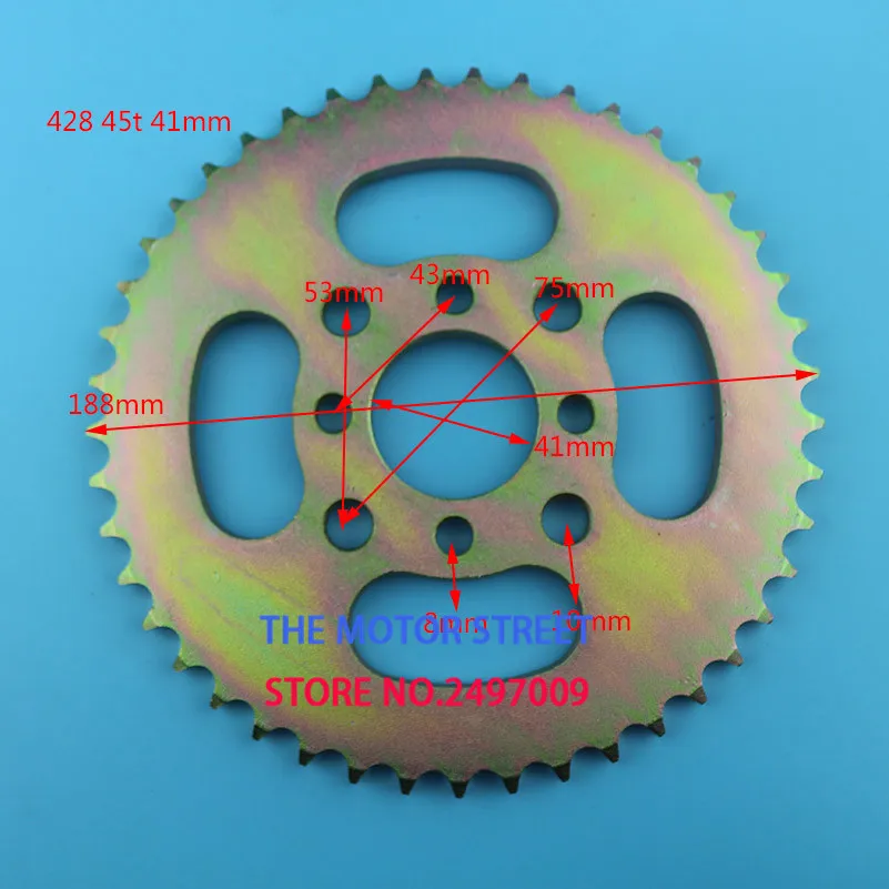 Хорошее качество 41 мм 428-45 т заднее зубчатое колесо для цепи Шестерня подставка с роликами для 90CC-160cc YCF SDG thumpstar для мотовездеходов квадроциклов стопа грязь Bik