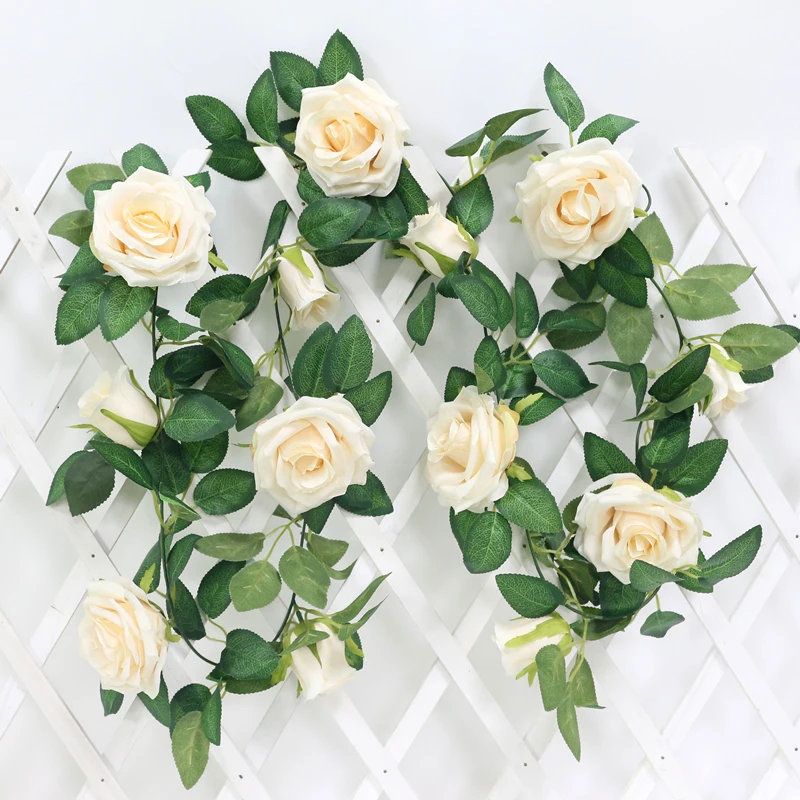 JAROWN Artificial 2m Multi Flower High Quality Rose Vine Fake Flower European Rose Home Wall Hanging Rattan Wedding Decor Flores (40)