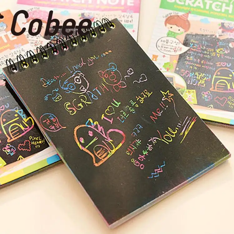Cobee Kids Stationery Notebook Scratch Journal Wooden Stylus Scratch