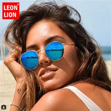 Leonlion 2021 metal oval óculos de sol feminino espelho clássico retro vintage rua beat eyewear homem condução óculos sol uv400