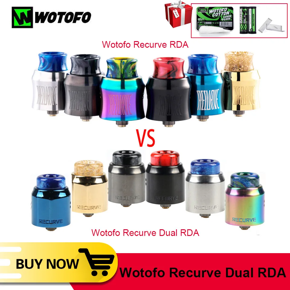 

Original Wotofo Recurve RDA VS Wotofo Recurve Dual RDA Vape Tank Vaporizer Rebuilding Atomizer 510 Thread vape elektronik sigara
