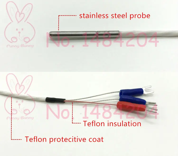 1 датчик температуры PT100 3 мм* 30 мм Зонд РДТ 3 провода тефлон 500 мм сопротивление платины 1 шт