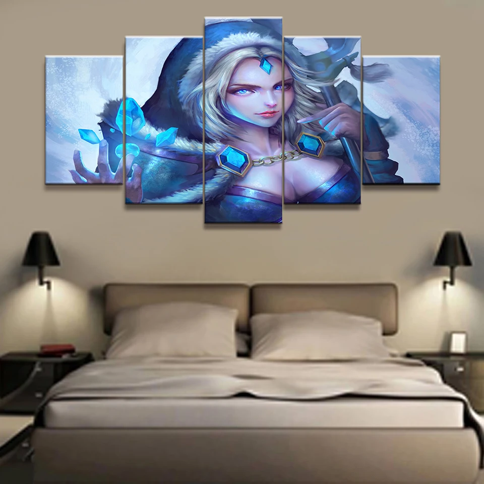 Home Decorative Framework 5 Panels DOTA 2 Paintings Wall Art Printed Game Poster Creative Modular B