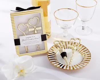 

wedding party favor gifts and giveaways for guests -- Cheers To A Great Combination Gold Wine Set wedding souvenir 80 sets/lot