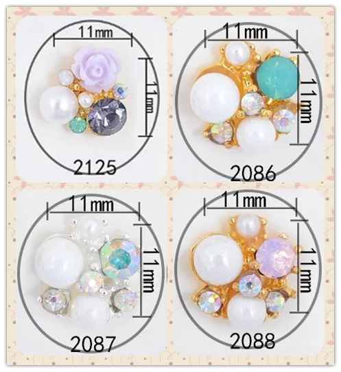 

10pcs latest nail art alloy jewelry luxury metal charms nail decoration rose style gemstone pearl accessory