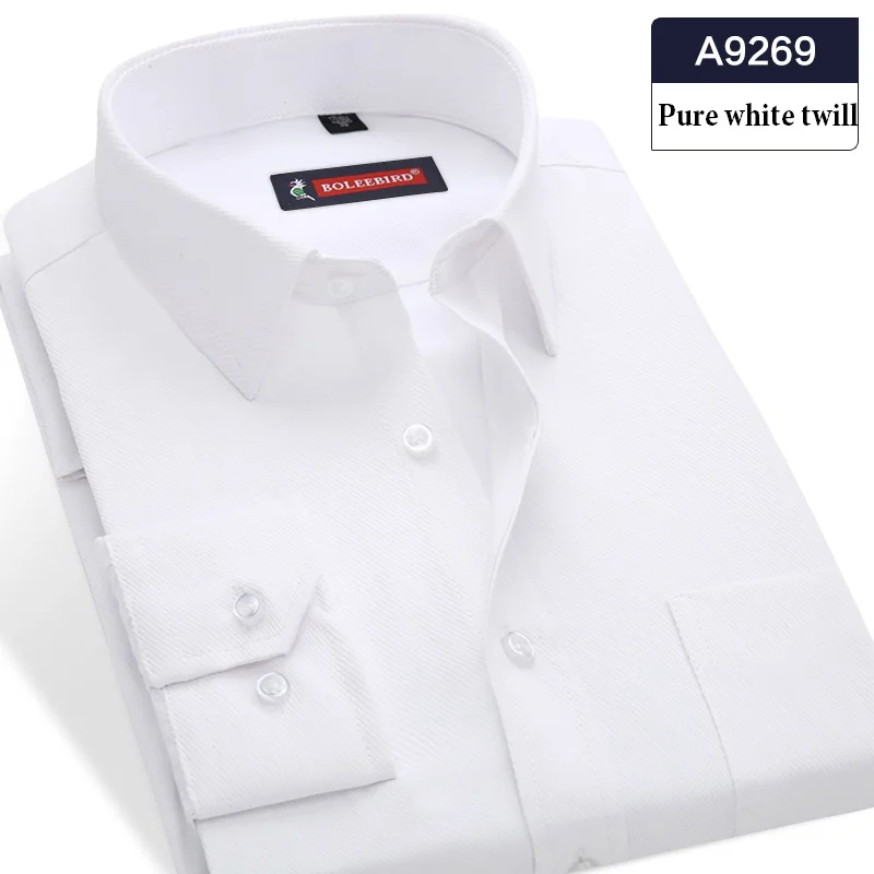 Мужская белая рубашка с длинным рукавом, брендовая деловая повседневная мужская рубашка, Классическая деловая мужская одежда большого размера плюс, синяя - Цвет: A9269