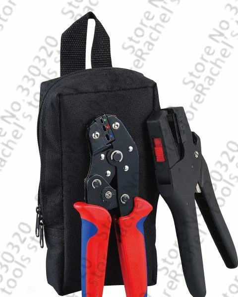

Combination hand cable crimp tool set for crimping insulated terminals and stripping wire