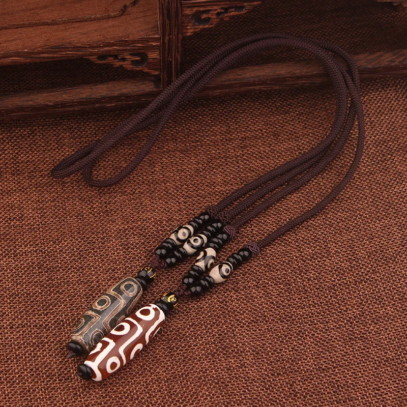 

8 Eyes S1.6*4. 2cm 5 colors Evae peace Nature stons Dzi Beads ethnic vintage necklace,Buddha ethnic jewelry toem necklace,