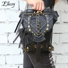 Панк готический черный винтажный мотоциклетный хип-мешок для мужчин Хэллоуин стимпанк Пояс для ног поясная сумка для женщин мото Байкер плечо грудь пакет