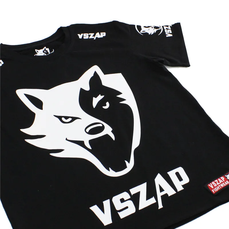 VSZAP ММА Муай Тай футболка VSZAP бой Бразилия Трикотажные изделия для MMA команды по боксу футболки бег тренажерный зал черные футболки с изображением волка