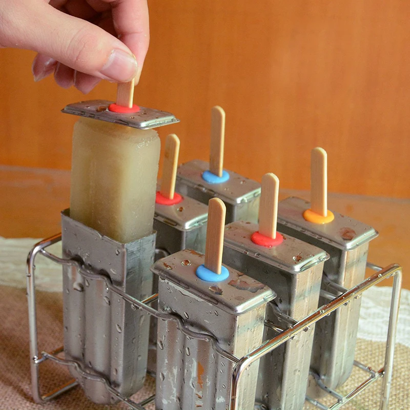UPORS Popsicle Mold Stainless Steel Ice Cream Mold with Popsicle Holder Rack Ice Lolly Homemade Frozen Lolly Maker popsicle mold
