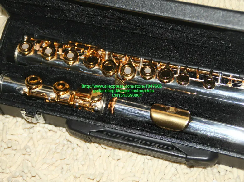 Новое поступление Улучшенный серебряный корпус золотой ключ с ключом открытый флейта с жестким чехлом
