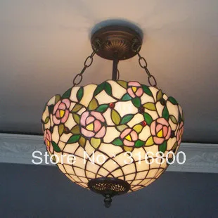 

The pink roses anti-chandelier American the pastoral children study lamps bedroom balcony glass Lighting Corridor Tiffanylamp