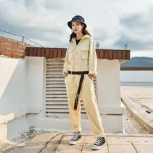 Горячая Для мужчин Для женщин одежда мода Ретро свободные рабочая одежда комбинезон Повседневное оснастки пальто комплект со штанами певец костюмы M-XXL