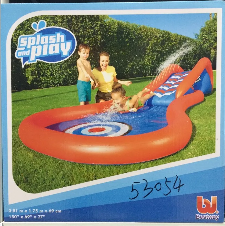 53054 Bestway надувная горка с бассейном 381*175*69 см бассейн горкой и водяным