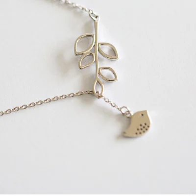 100% sterling 925 silver Bird chain  Elegant sweet hollow Necklace  Jewelry