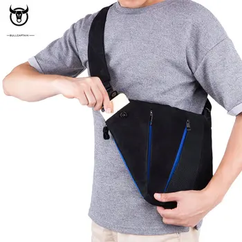 

Men's Genuine Leather chest bag Cowhide shoulder crossbody chest chest gun sports riding digital small pack