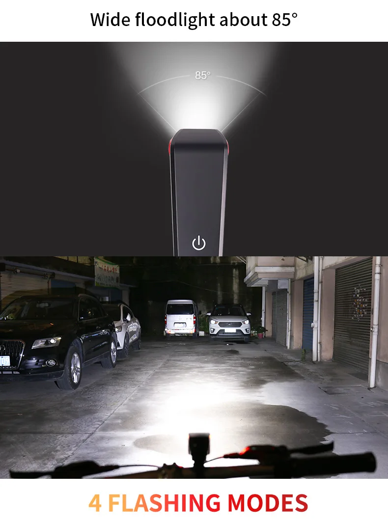 Excellent WHEEL UP Bike Bicycle Horn Headlight USB Rechargeable LED Lamp IPX5 350 Lumens Cycling Headlight With Horn Handlebar Flashlight 13
