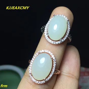 

KJJEAXCMY Fine jewelry 925 pure silver inlaid natural and Tian Yu ring women ring women ring support any identification
