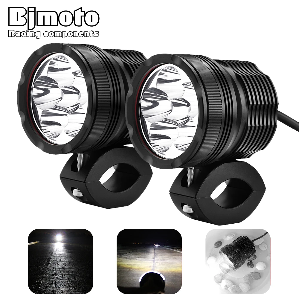 

BJMOTO Pair Motorcycle Headlights 60W 6000K LED Chip Waterproof Motorbike Spotlight Driving Head Light Spot Lamp