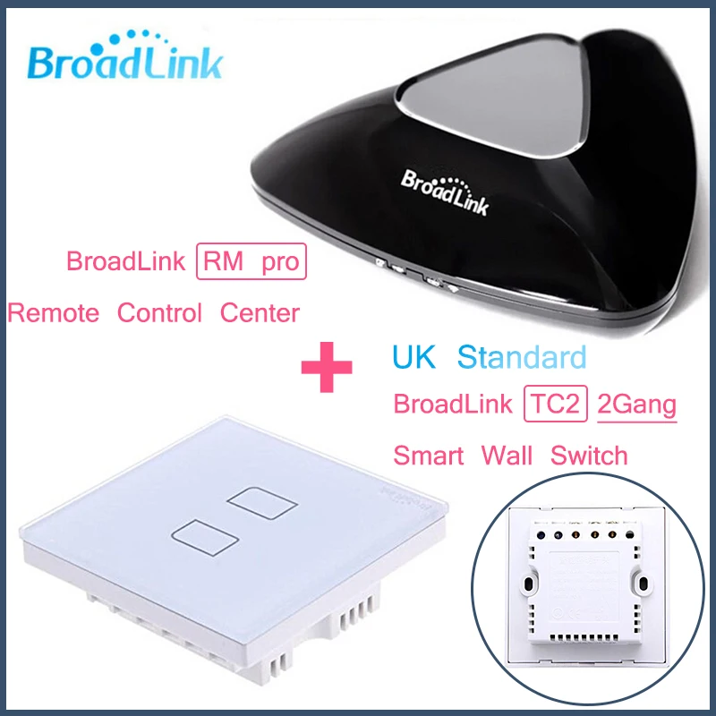 

Broadlink RM PRO+2Gang TC2 UK Standard,Intelligent WIFI+IR+RF Control+ON/OFF Touch remote Wall Lamp Switch,Smart Home Automation