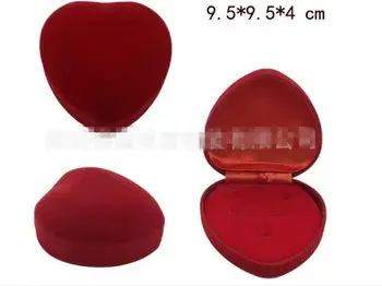 

100pcs/lot Red Heart Shape Velvet Jewelry Set Box Earring/Rings/Necklace Storage Box Wedding Jewelry Set Gift Boxes Organizer