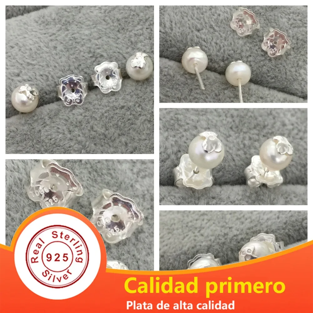 

DERMSPE 100% 925 Sterling Silver New 1:1 Cute Bear Pearl Earring Elegant Ladies Fashion Perforated Earrings 911143500