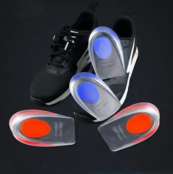 

1 Pair Unisex Shoes Heel Cushion Insoles Soles Silicon Gel Red Blue Relieve Foot Pain Heel Cup High Heel Inserts