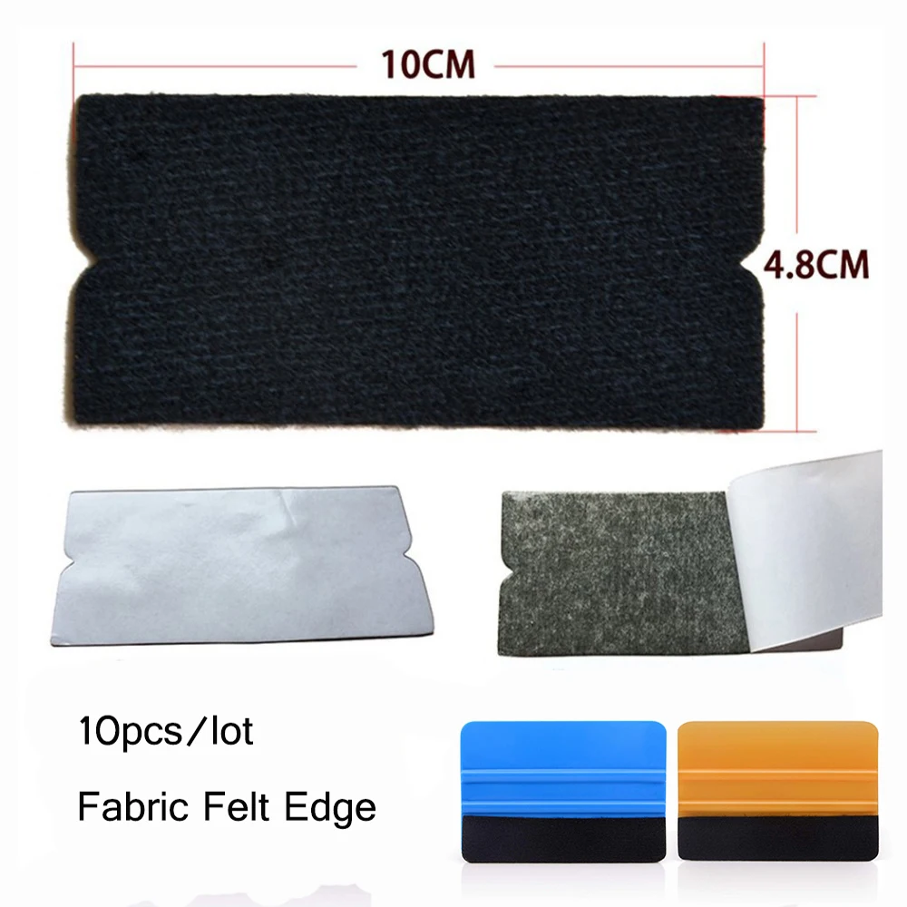 

FOSHIO 10pcs Spare Fabric Felt Edge for All 10cm Squeegee Carbon Fiber Scratch-less Cloth Car Film Wrap Window Tint Tools Felt