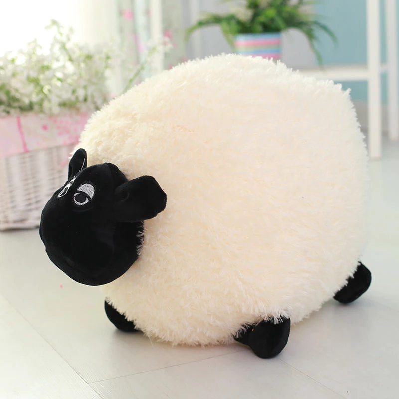 1x 20/30cm Funny Cute Sheep Pillow Cushion Plush Toys Soft Comfort Cushion Stuffed Dolls Baby Kids Cartoon Gift White/Gray