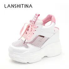 Casual Shoes Women’s Flats Shoes Mesh Breathable Platform Wedge Heels Shoes 11cm Summer Sneakers Zapatillas Deportivas Mujer
