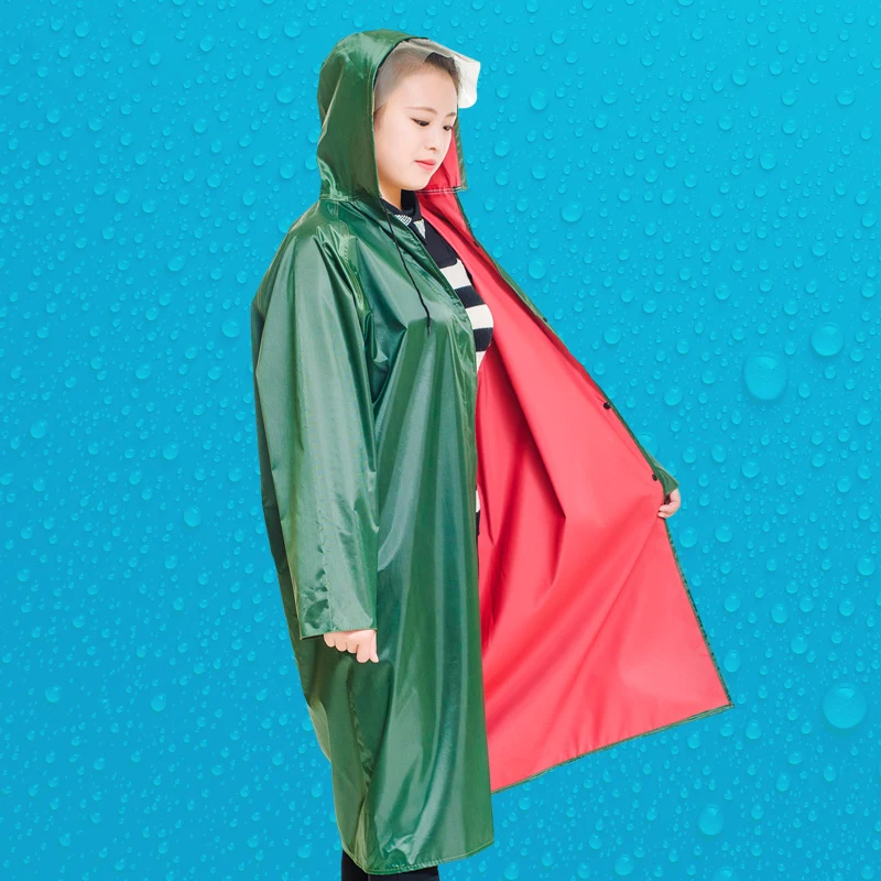 Strong Durable Raincoat With Hood Army Green Waterproof Rain Coat for